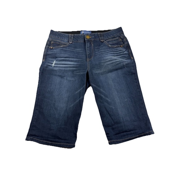 Democracy Pants - Democracy Ab Solution Denim Shorts Size 14 Blue Stretch Bermuda Comfort Casual